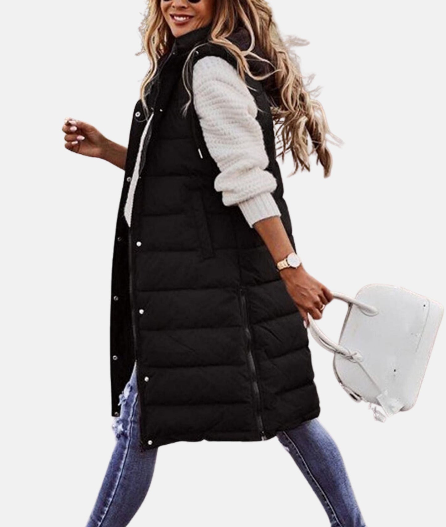 Manteau d'hiver long pour femme à capuche