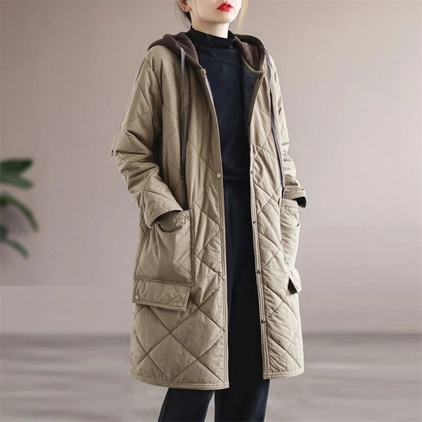 Manteau long élégant matelassé pour femme hiver