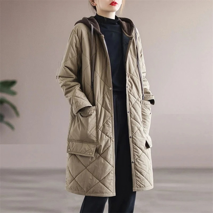 Manteau long élégant matelassé pour femme hiver