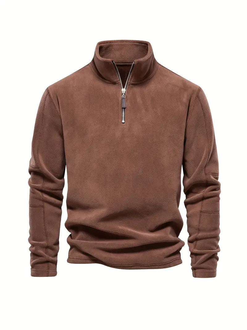 Pull en velours côtelé demi-zip style moderne