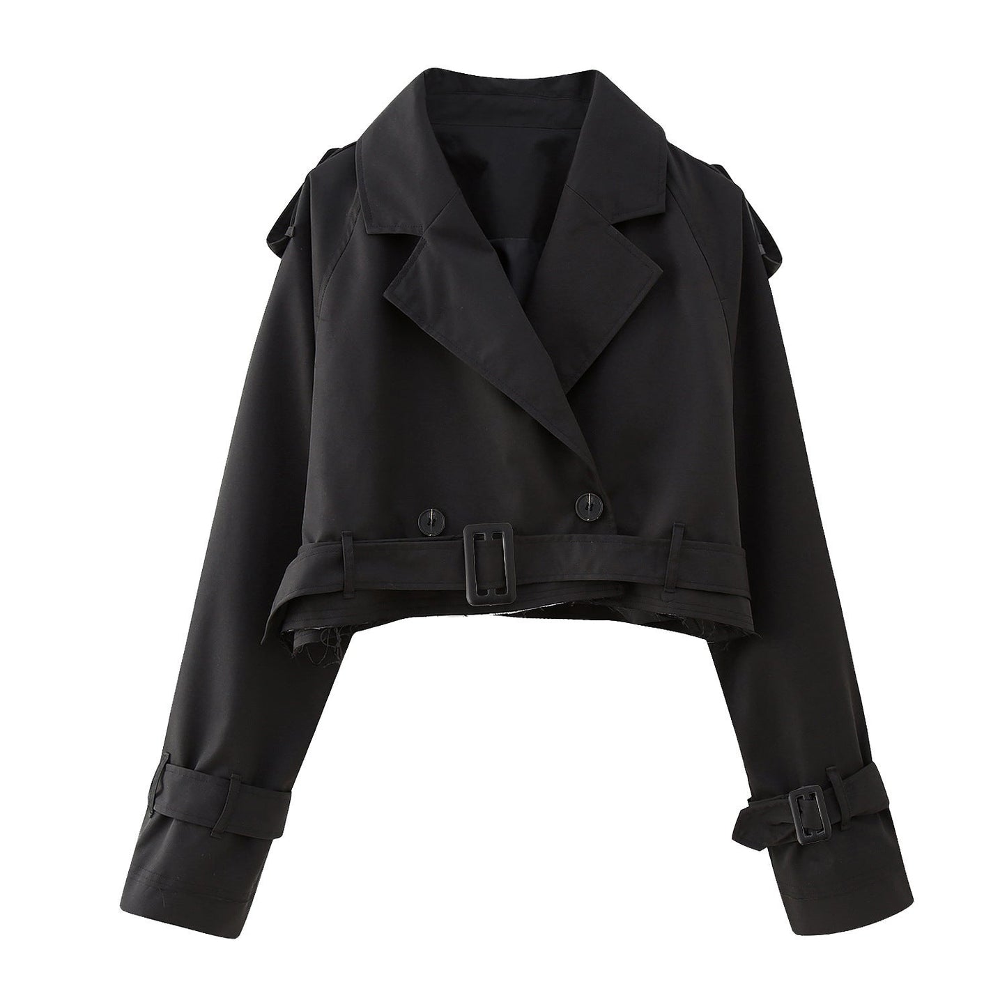 Trench-coat élégant pour femme court moderne avec ceinture