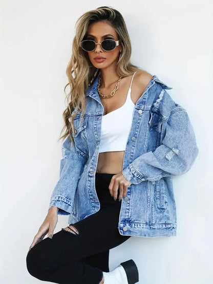 Veste en jean oversize tendance pour femme