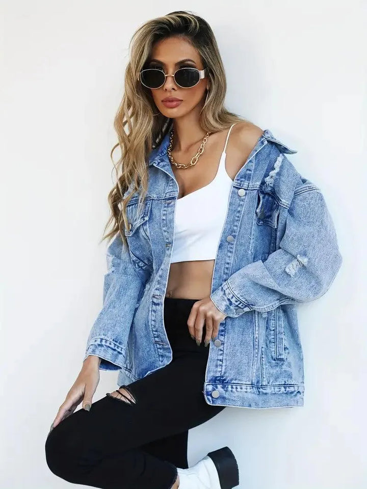 Veste en jean oversize tendance pour femme