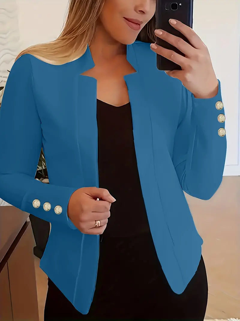 Blazer long à manches longues pour femmes, style ouvert, printemps