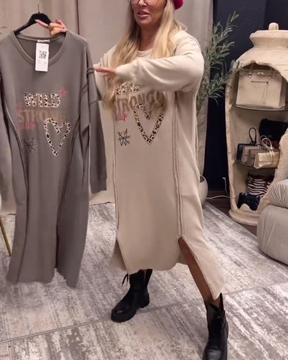 Élégante robe longue pour femme à manches longues et imprimé floral