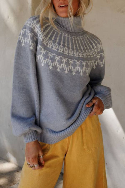 Pull de Noël chaud et épais à col roulé et manches longues