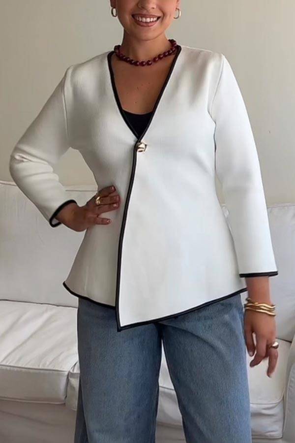 Veste femme élégante Manches longues Boutons dorés Coupe ample