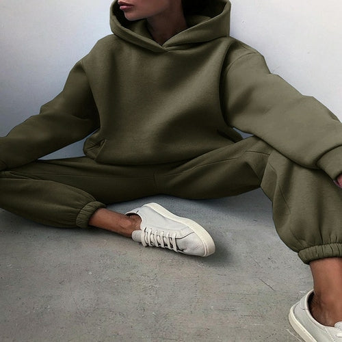 Ensemble pull à capuche chaud d'hiver
