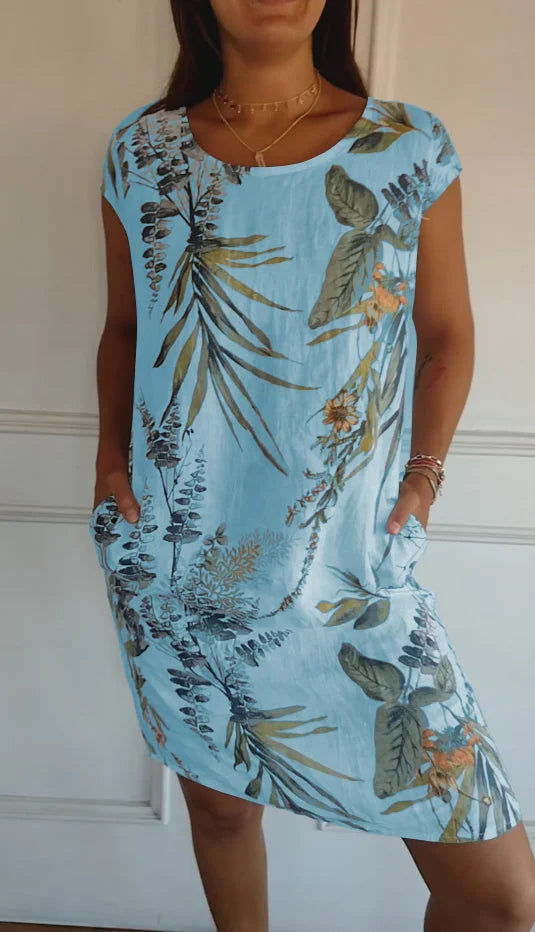 Robe pour femme col rond motif floral