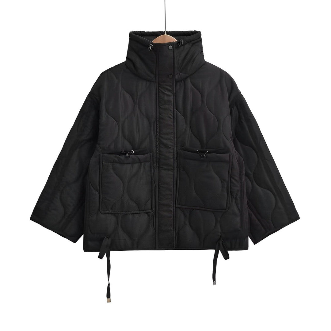 Veste en coton élégante pour femme, longueur hanches, avec col montant