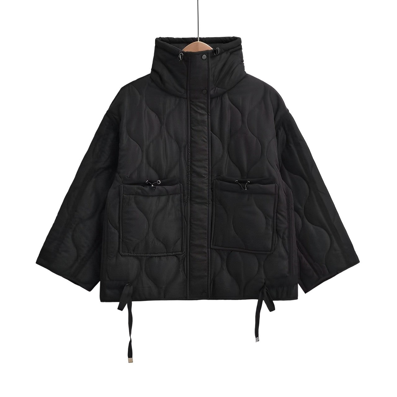 Veste en coton élégante pour femme, longueur hanches, avec col montant