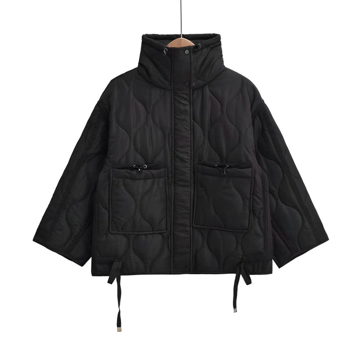 Veste en coton élégante pour femme, longueur hanches, avec col montant