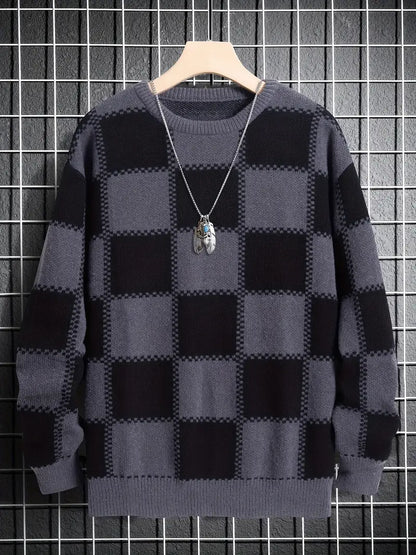 Pull-over à motif échiquier pour hommes