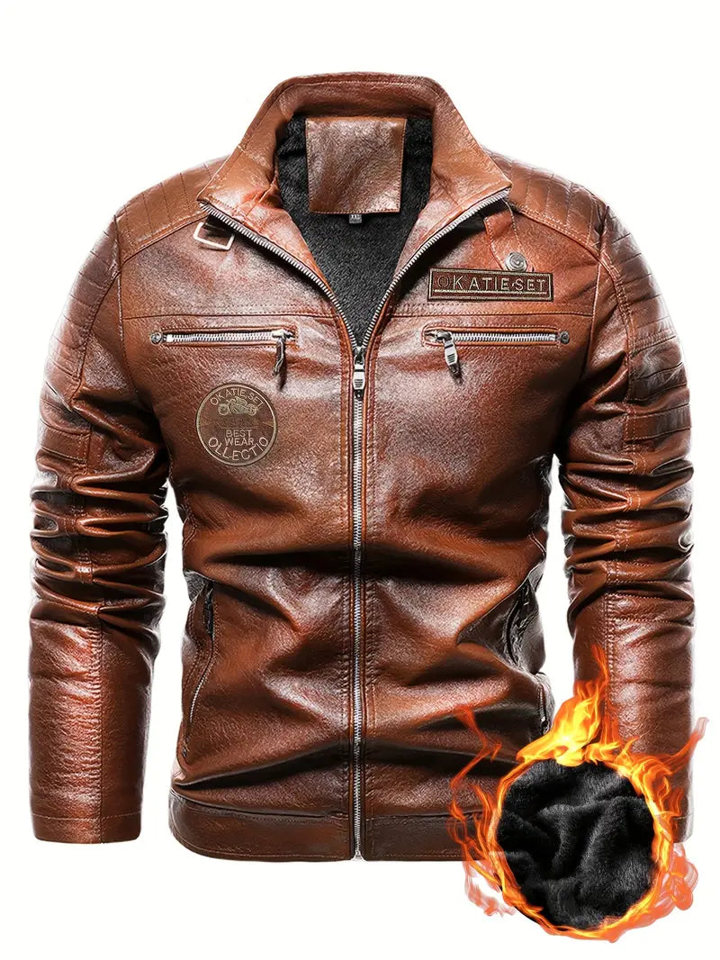 Veste en cuir style motard homme