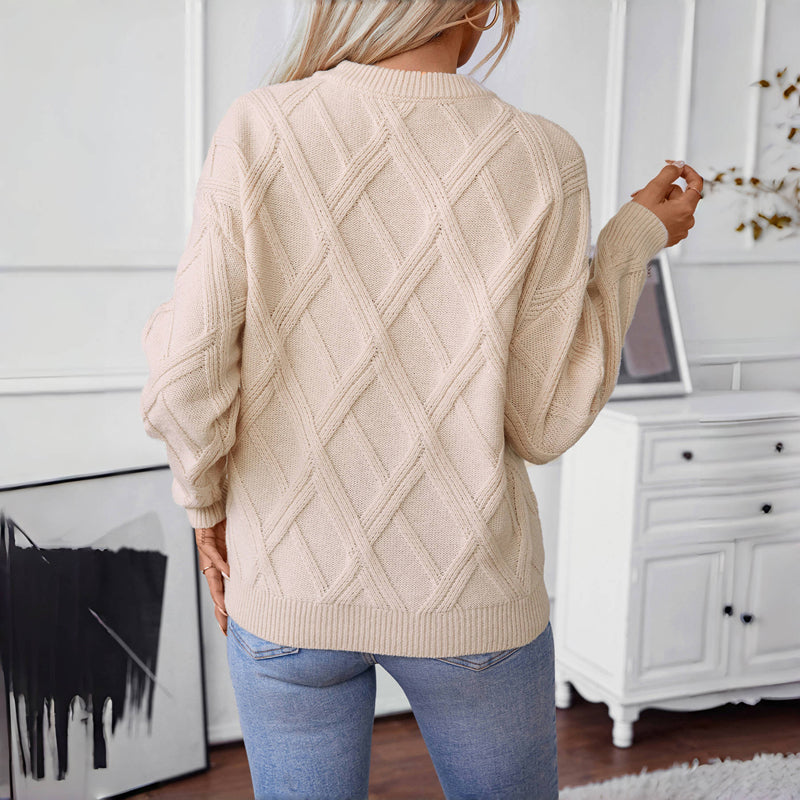 Stylischer Einfarbiger Pullover Für Damen - IdealeKleiden
