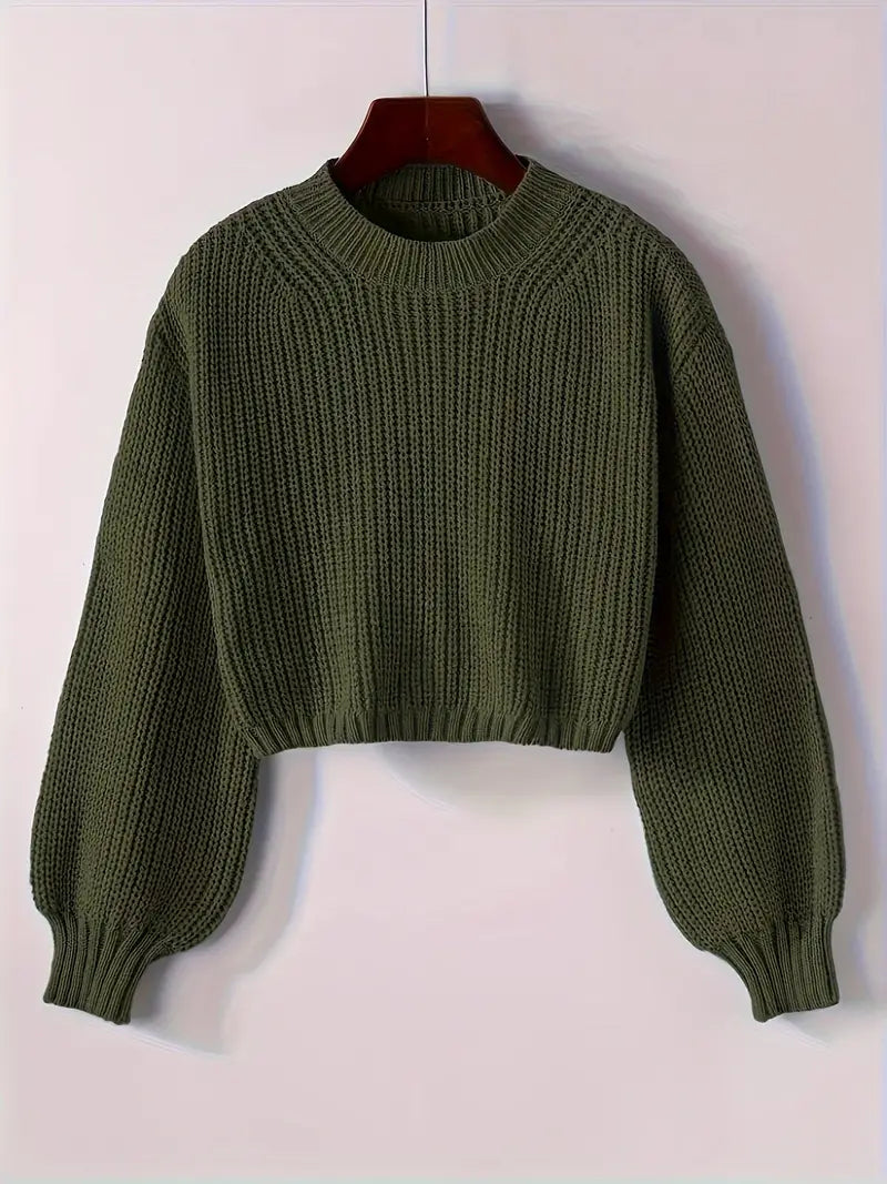 Pull en maille côtelée court pour femme