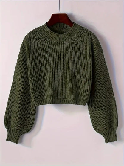 Pull en maille côtelée court pour femme