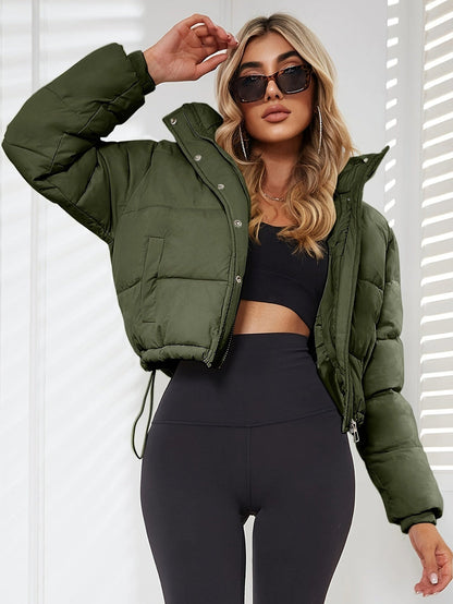 Manteau d'hiver femme cintré à capuche et lacets