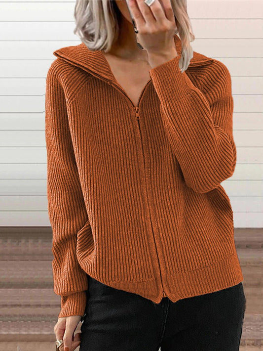 Warme Strickjacke Dicke Baumwolle Reißverschluss - IdealeKleiden