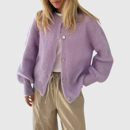Cardigan col rond en cachemire pour femme avec boutons