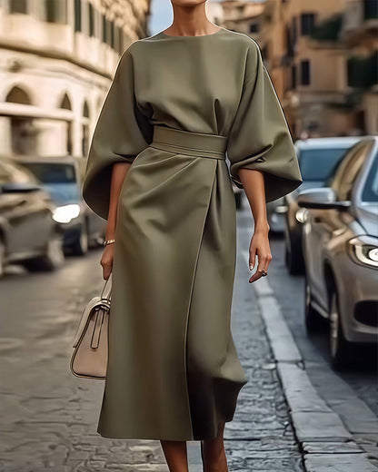 Robe Femme Ceinturée Mi-longue Élégante