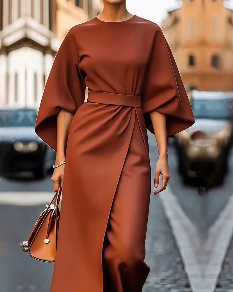 Robe Femme Ceinturée Mi-longue Élégante