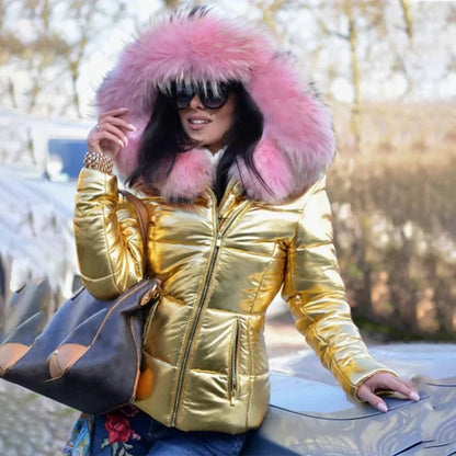 Manteau d'hiver tendance avec doublure en fausse fourrure et capuche