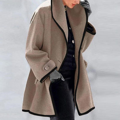 Manteau oversize en laine coupe longue col drapé