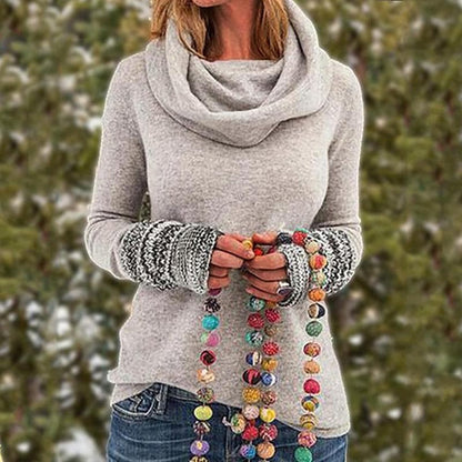 Weicher Strickpullover Lockerer Style Rollkragen - IdealeKleiden