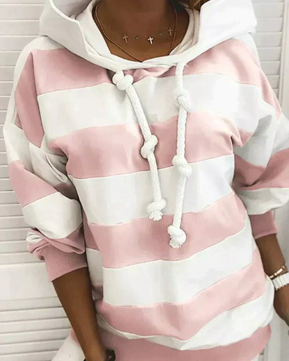 Sweat à capuche femme automne rayé moderne