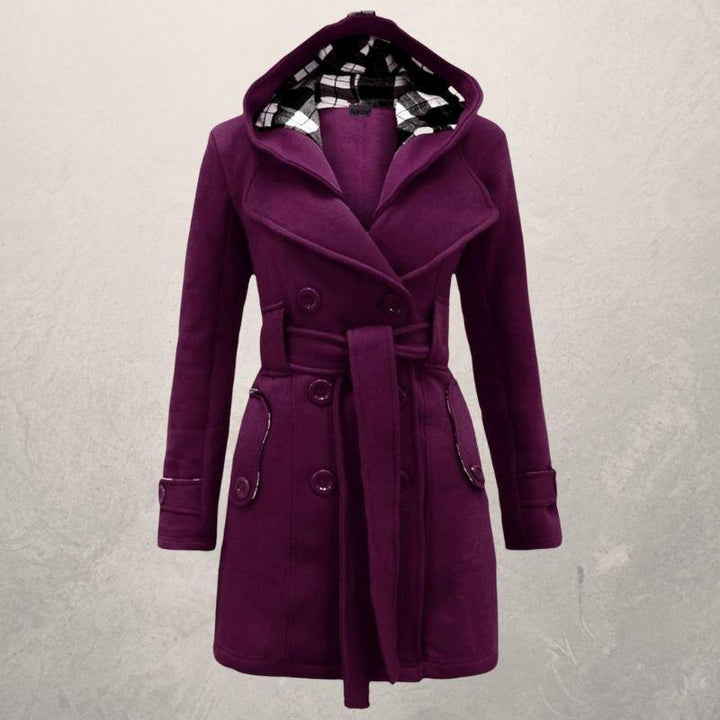 Trench-coat classique croisé avec capuche