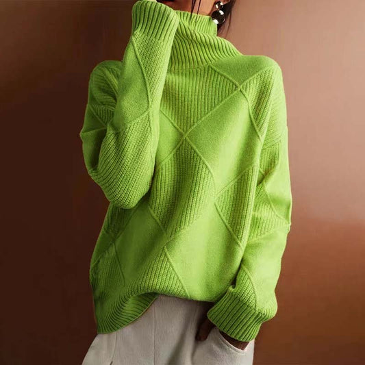 Damen Winterpullover Hoher Hals Warm Strick - IdealeKleiden