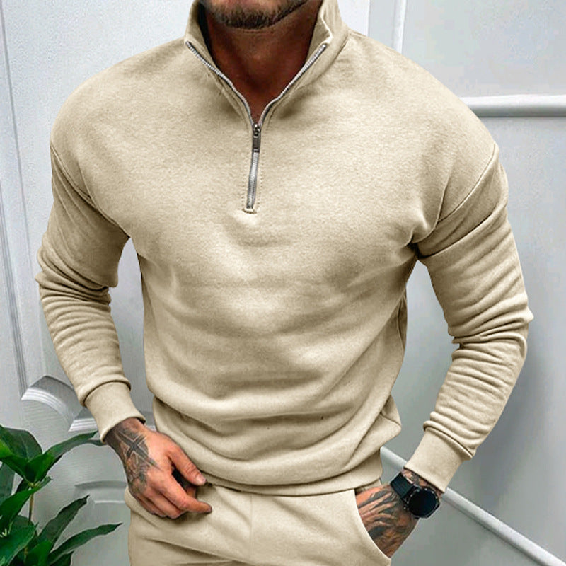 Pulls élégants pour homme, col montant, demi-zip