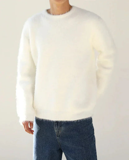 Pull-over homme doux à col rond