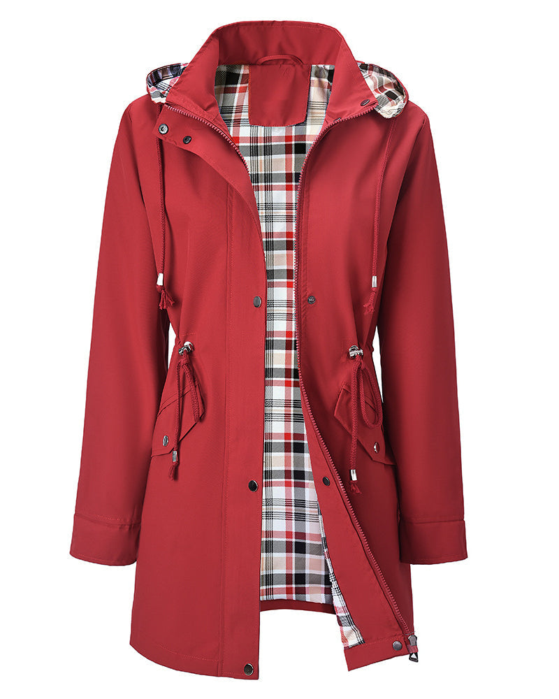 Trench-coat imperméable femme long à capuche