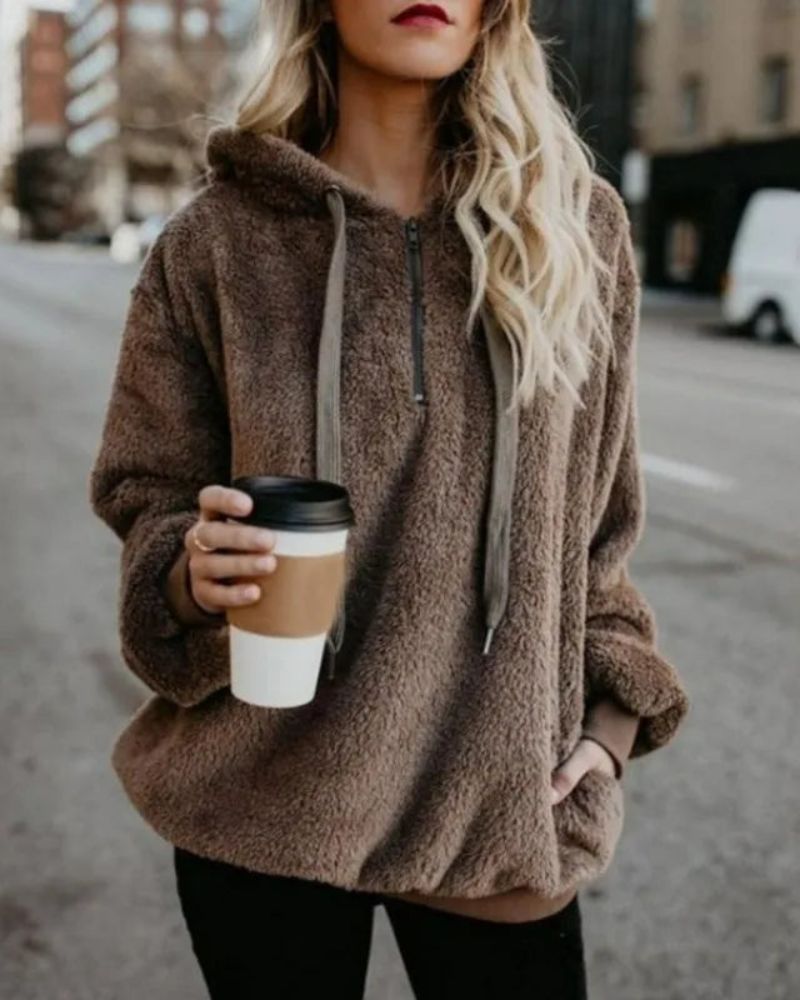 Großer Fleece Pullover Bequem Übergröße - IdealeKleiden