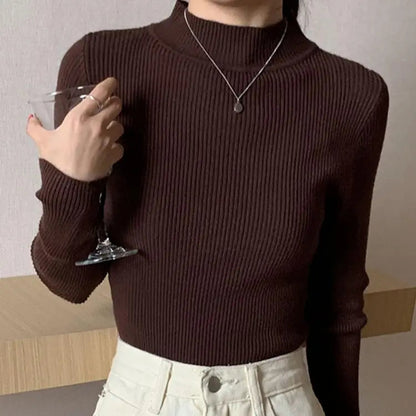 Pull doux côtelé en laine pour femme