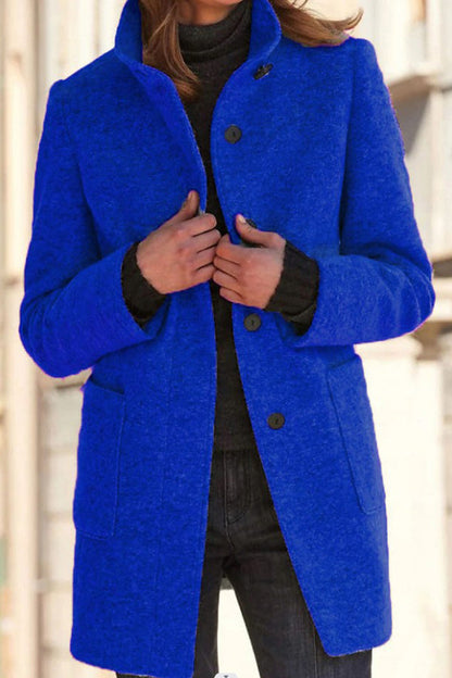 Élégante veste en laine col montant unie