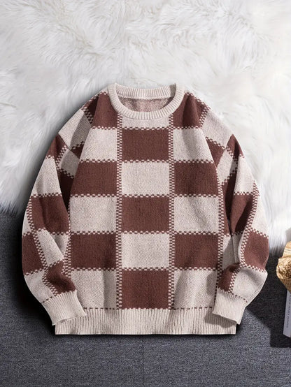 Pull-over à motif échiquier pour hommes