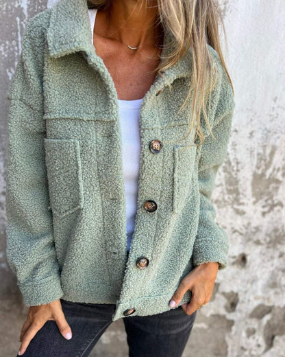 Élégant manteau en laine pour femme, modèle à revers