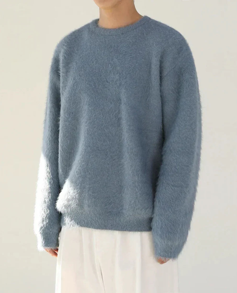 Pull-over homme doux à col rond