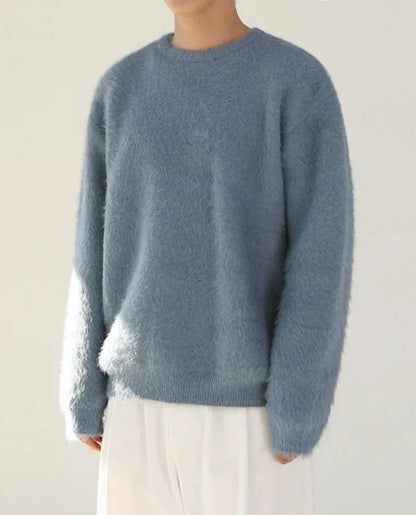 Pull-over homme doux à col rond
