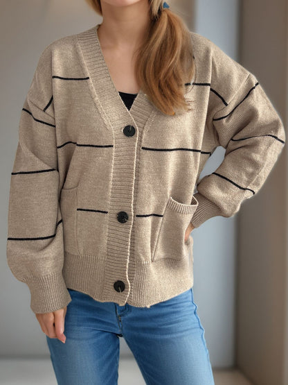 Cardigan tendance col V manches longues