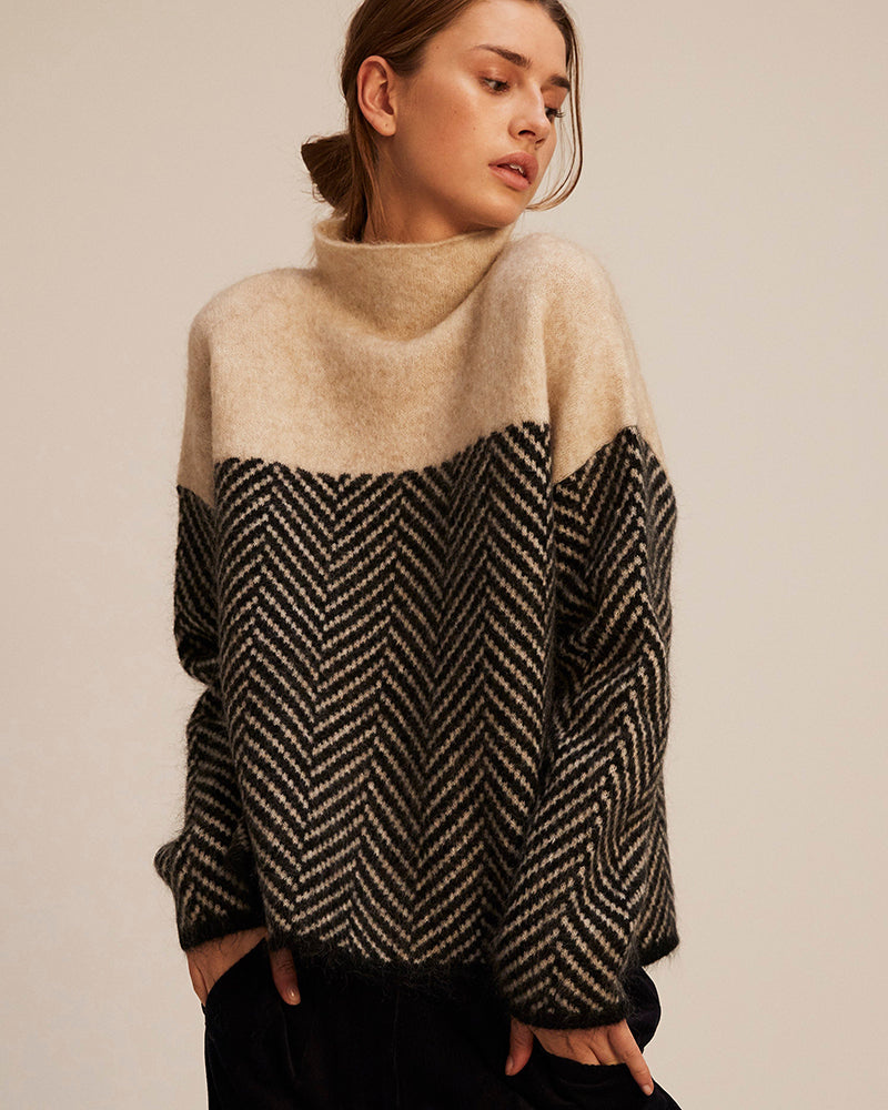 Pull à col roulé en coton doux pour femme