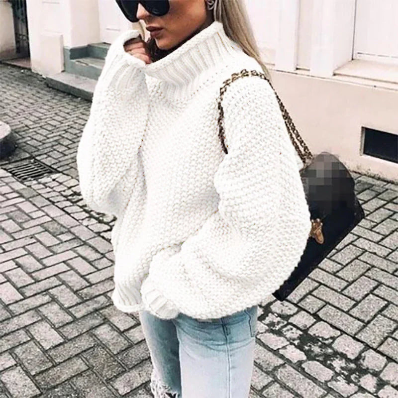 Pull-overs à col roulé épais grandes tailles pour femme