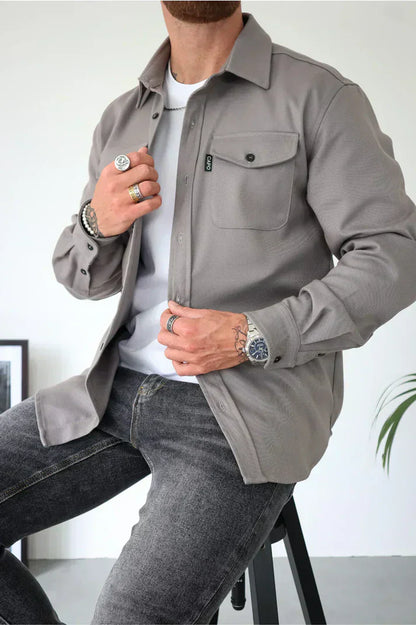 Herren Overshirt Baumwolle Knopfleiste Modern - IdealeKleiden