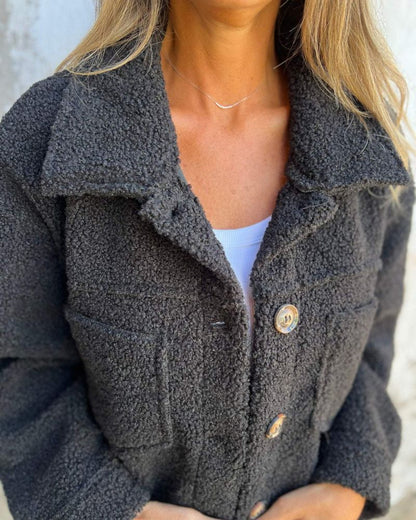 Élégant manteau en laine pour femme, modèle à revers