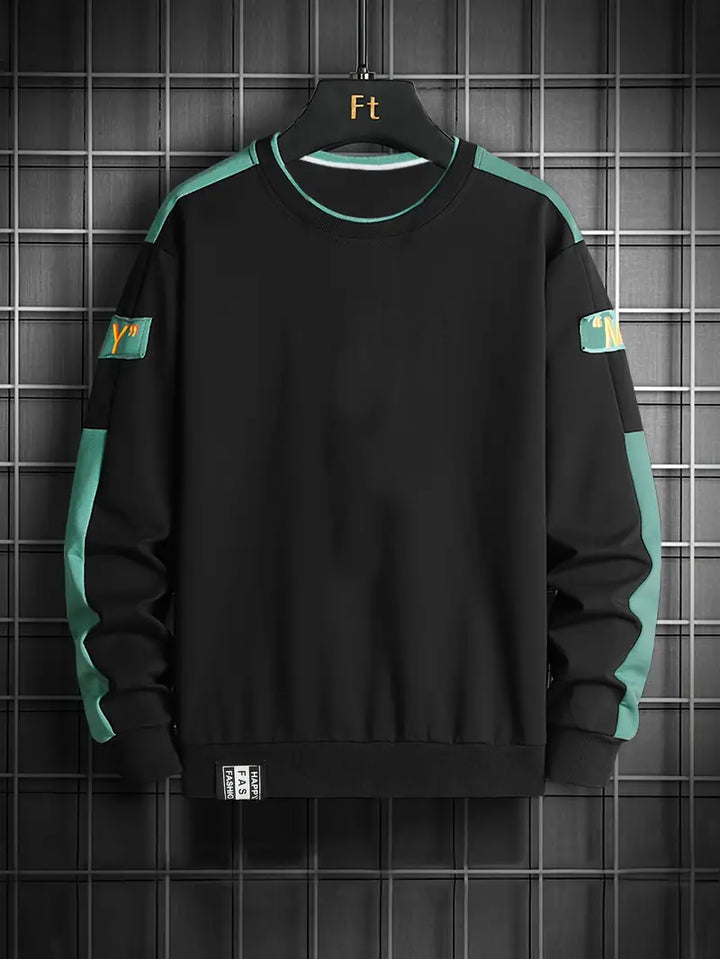 Pull pour hommes à manches longues et motif color-block