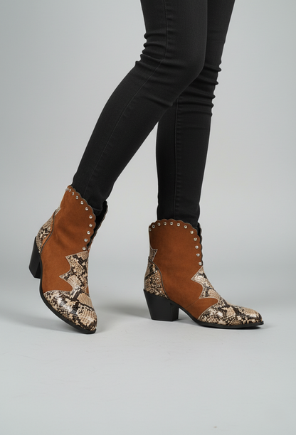Bottines western façon python Talon bas