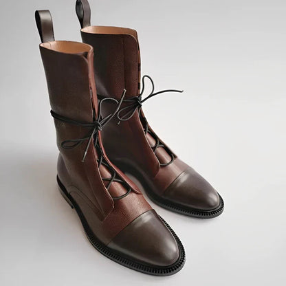Romy | Elegante Damen Stiefel Leder Optik - IdealeKleiden